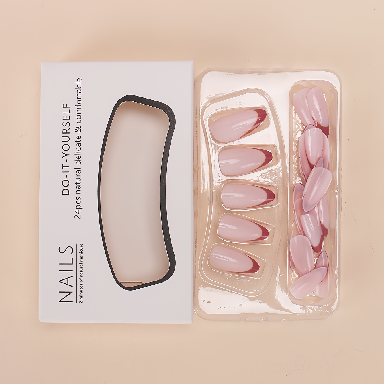 24pcs oval shape press on nails fake nail french tip glossy full cover nails for women details 2