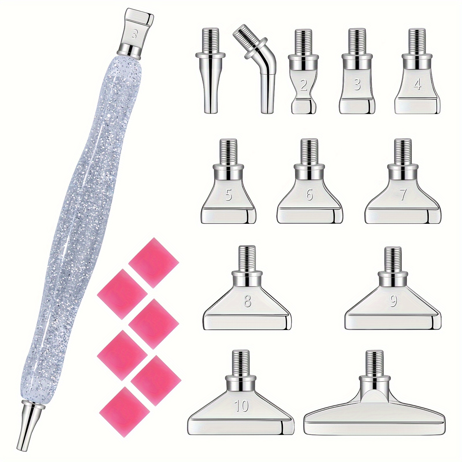 E-shop Glitzernder Goldener Glitzer-Plastikstift + 12 Stück Silberne/Roségoldene/Goldene/Bunte Metall-Bohrer + Roter Kleber +