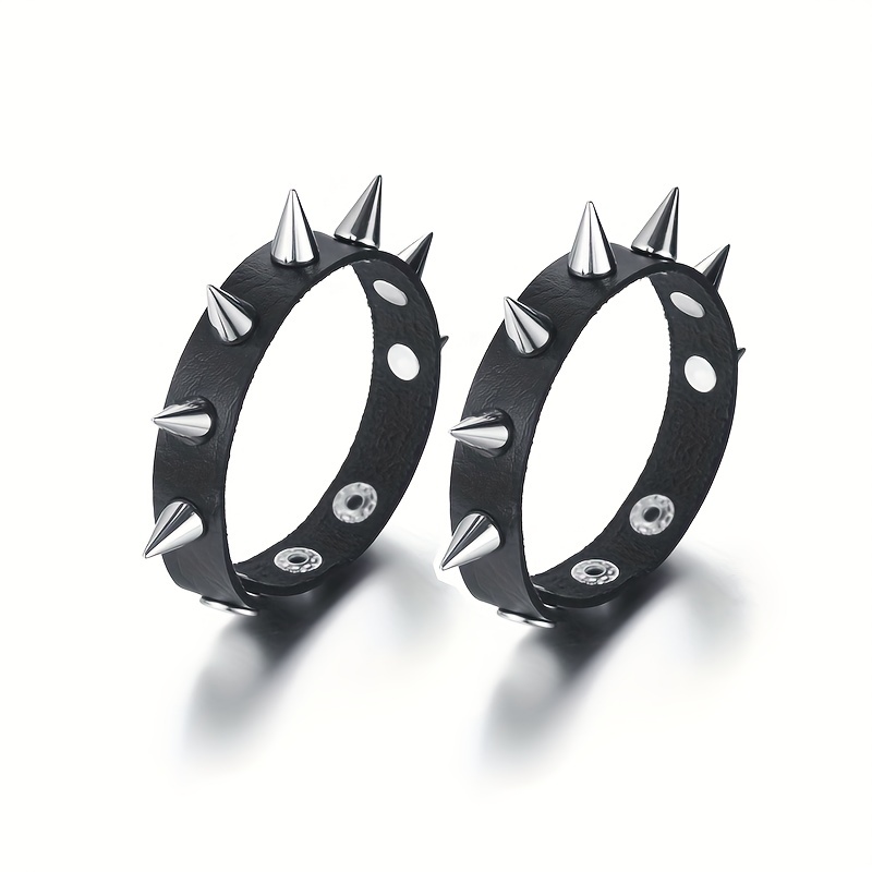  MILAKOO 2Pcs Punk Black Spiked Bracelets and 1Pcs Chains Rivets  Choker for Women Goth Fahion Emo Accessories for Halloween Dress Up Studded  Bangle Cuff Biker Rocker Necklace for Men Pu Strap
