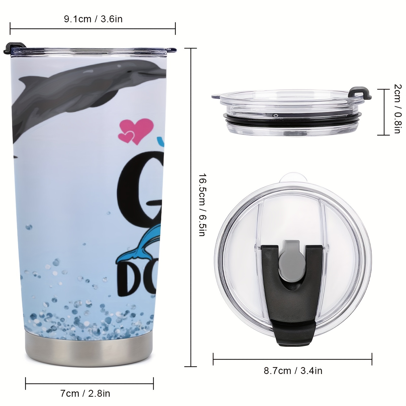 Dolphin Tumbler With Handle And Straw Dolphin Heart Tumbler, Large Capacity  Stainless Steel Dolphin Travel Coffee Mug, Dolphins - Temu