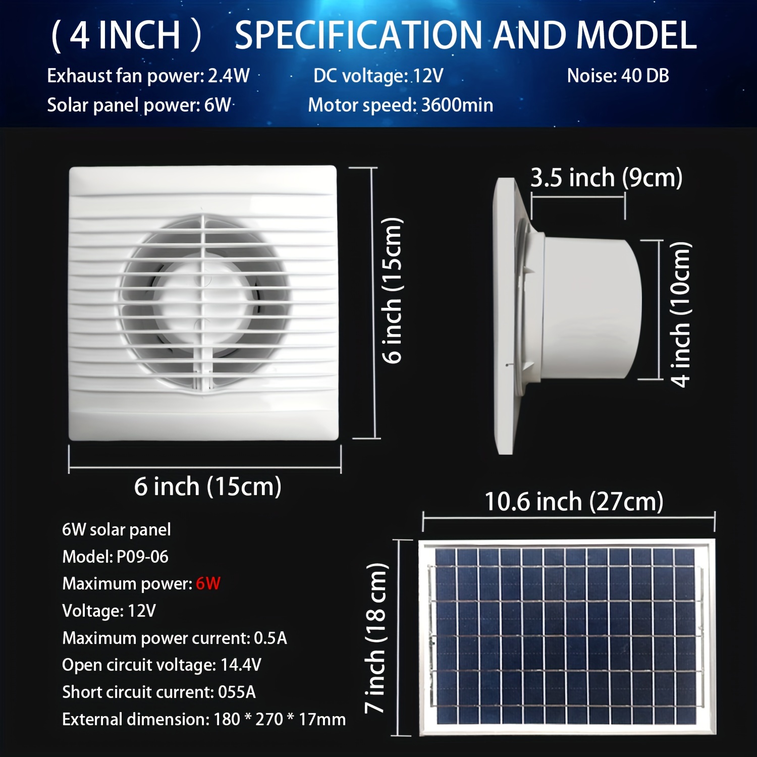 1 Set 12 V Solarbetriebener Abluftventilator/solarpanel - Temu Austria