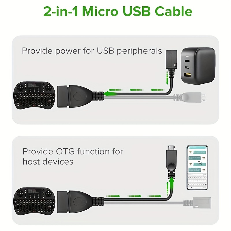 2 en 1 Micro Usb (cable Otg Alimentación) Adaptador - Temu Spain
