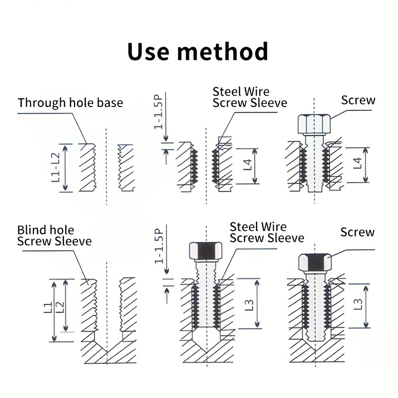 60pcs Helicoil Stainless Steel Thread Repair Insert Kit M3 M4 M5 M6 M8 M10  M12