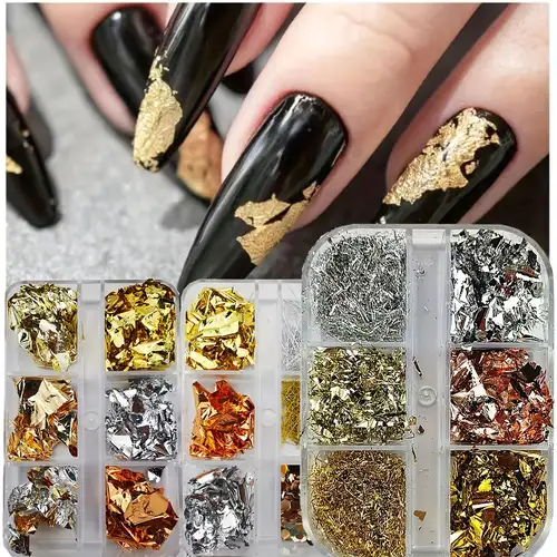 Nail Art Foil Leaf Gold Silver Flakes Chunky Glitter Body Manicure