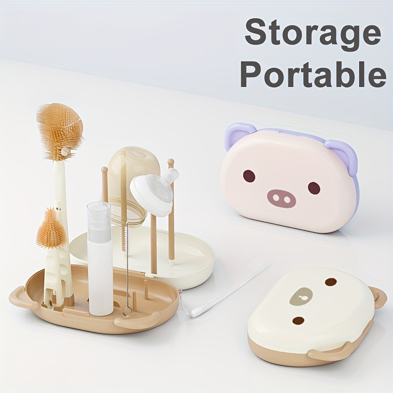 Baby Desktop Storage Box With Lid Dustproof Bottle Drain - Temu