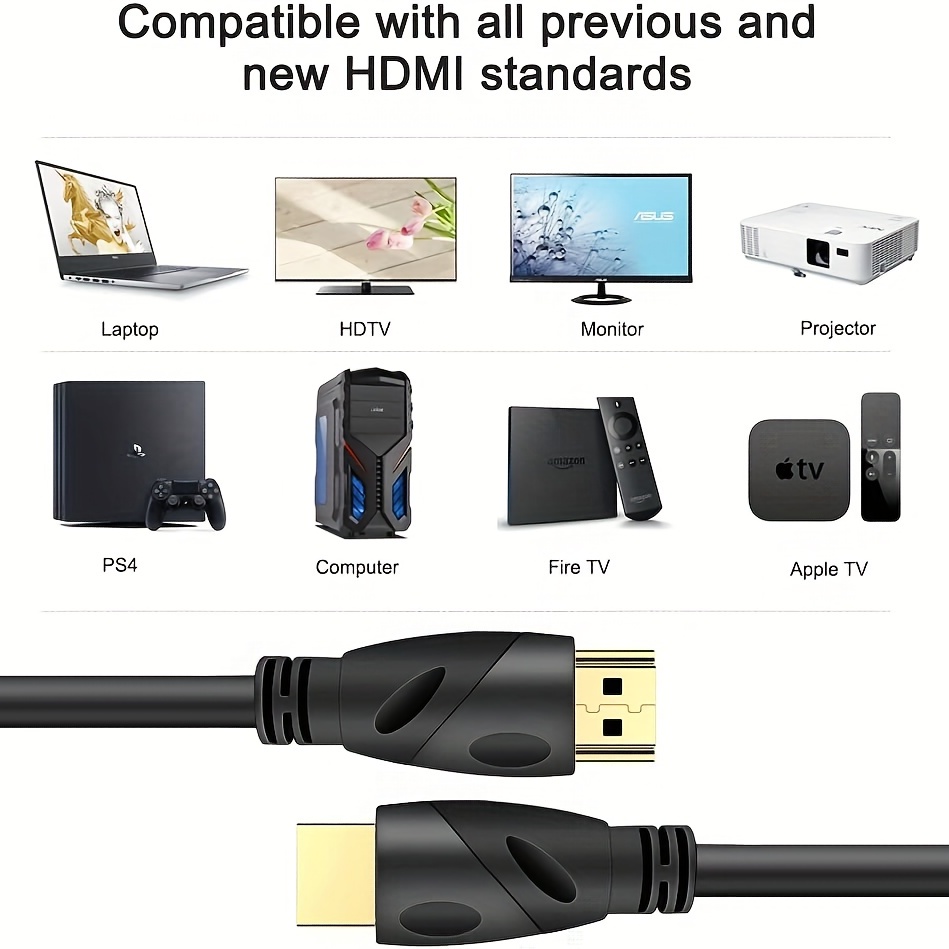 4k Hd Cable Hd 2 0 18gbps Ultra High Speed Gold Plated Connectors Ethernet  Audio Return Video 4k Full Hd 1080p 3d Compatible Xbox Playstation Arc Ps3  Ps4 Ps9 Pc Hdtv 