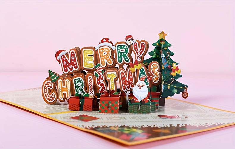 Cartes Popcards Pop-up - Carte de Noël 3D avec Château de conte de
