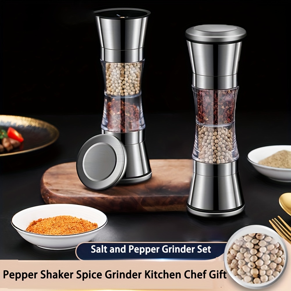 Metal Salt And Pepper Grinder Set, 1 Salt And Pepper Shakers, Stainless  Steel Shakers With Adjustable Coarse Mills, Pepper Shaker Spice Grinder  Kitchen Chef Gift, Kitchen Supplies, Kitchen Gadgets - Temu
