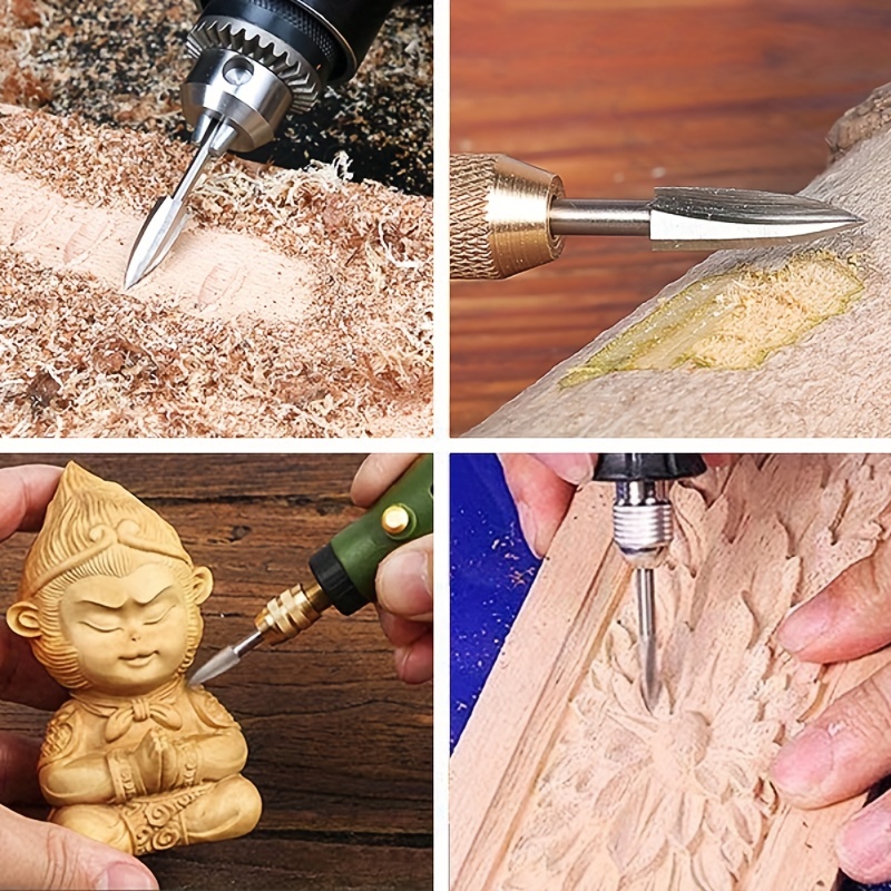 Ensemble de forets de sculpture sur bois pour outil rotatif, outil de  gravure sur bois 5pcs pour accessoire Dremel, mèches de travail du bois de  bricolage avec 1/8 jarret pour sculpter le