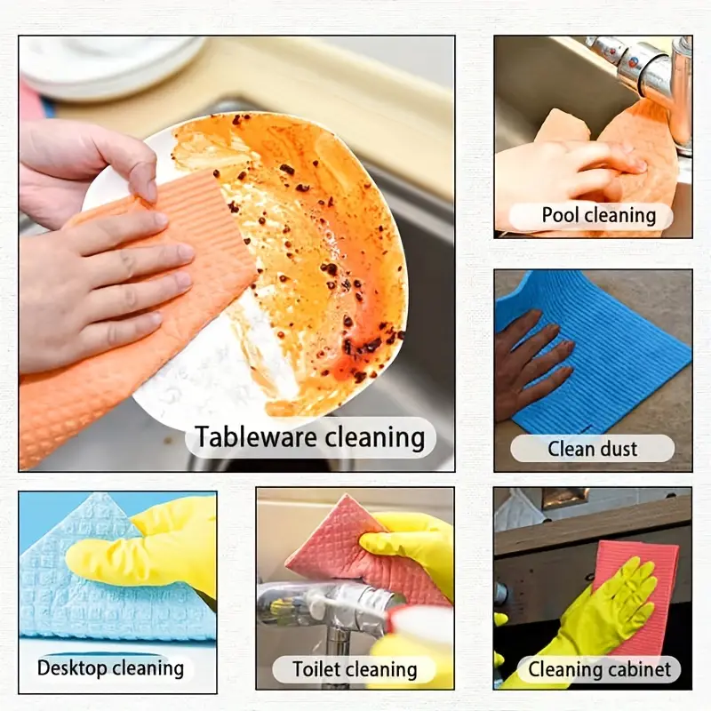 Dishcloths Reusable Sustainable Biodegradable Cellulose Sponge Cleaning  Cloths For Kitchen Dish Rags Washing Wipes Washcloths (random Color) - Temu