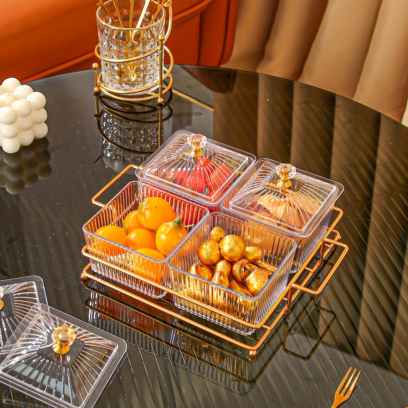 Divided Dried Fruit Box Clear Container with Lid Candy Bowl Snack Cooky  Tray Divided Appetizer Serving Tray Dessert Dish Candy Container Clear Tray