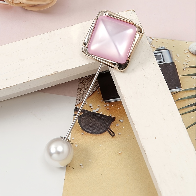 Stainless Steel Faux Pearl Brooch Pin - Temu