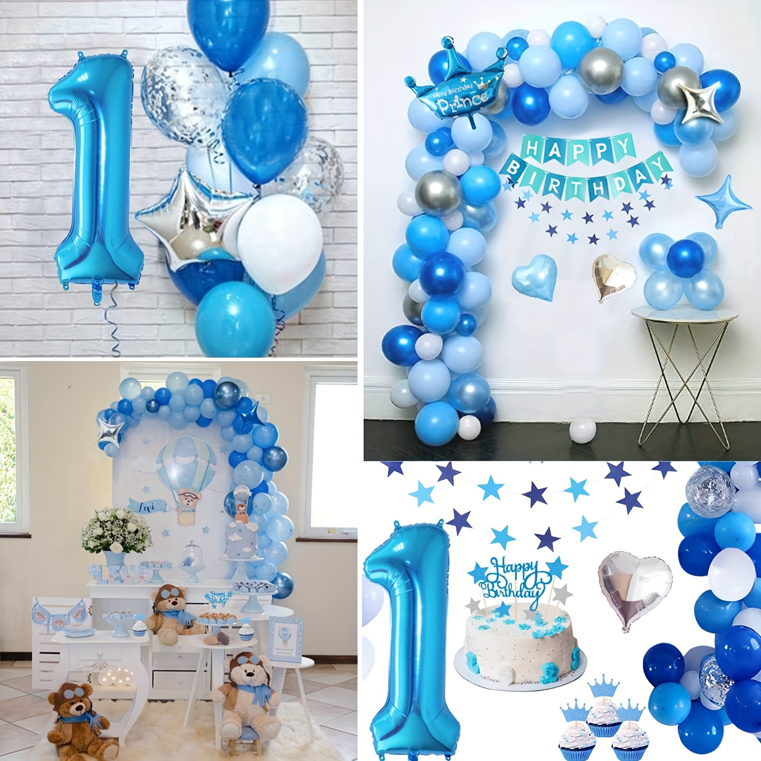 117 Pack Baby Boy First Birthday Decorations Blue 1 Year Old Birthday Party  Supplies for Baby Boy with Balloons Garland kit Mr. Onederful Backdrop