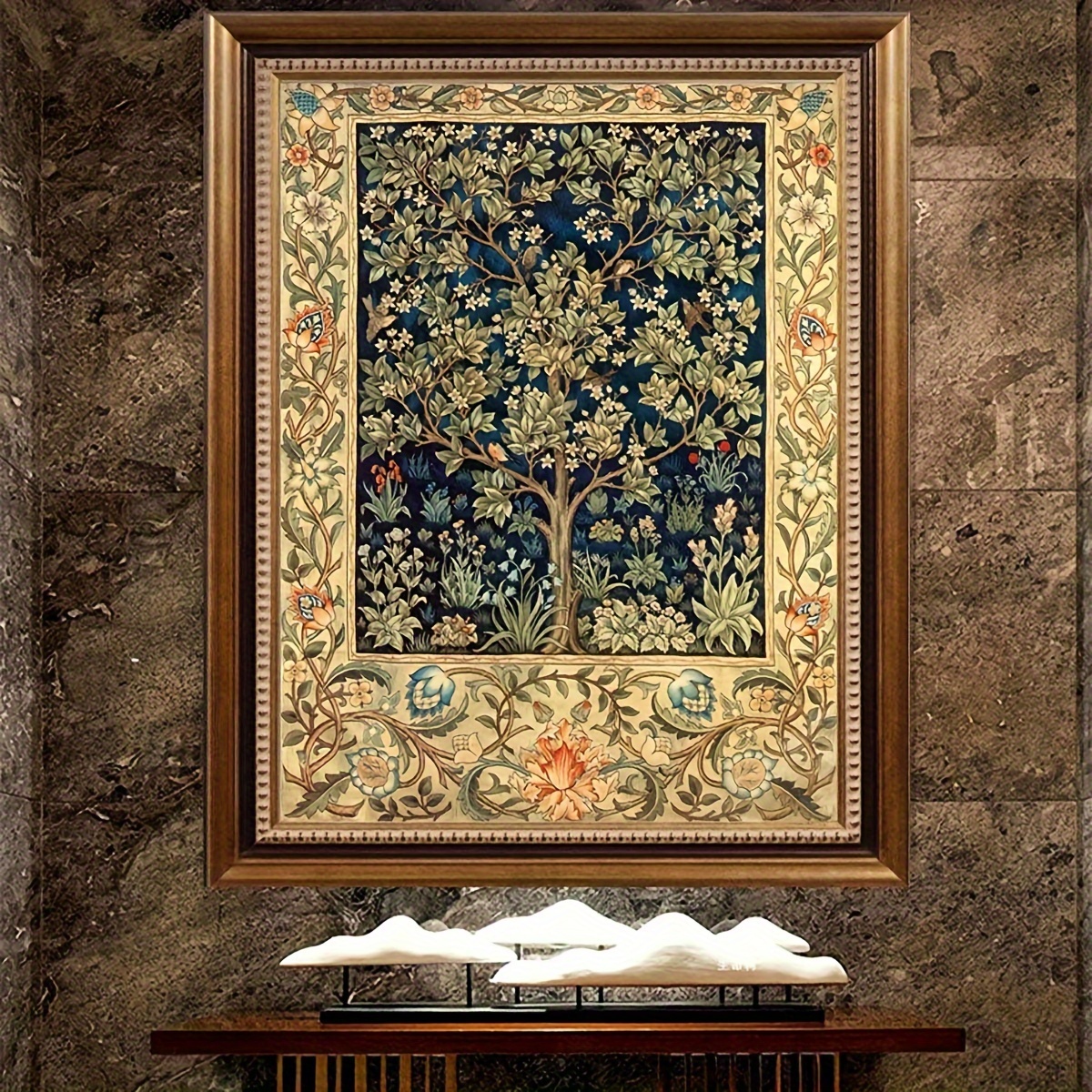 

1set Diy Cross Stitch Kit, Life Tree Happiness Tree Wealth Tree Pattern Cross Stitch Material Package, Living Room Entrance Bedroom Decoration Painting