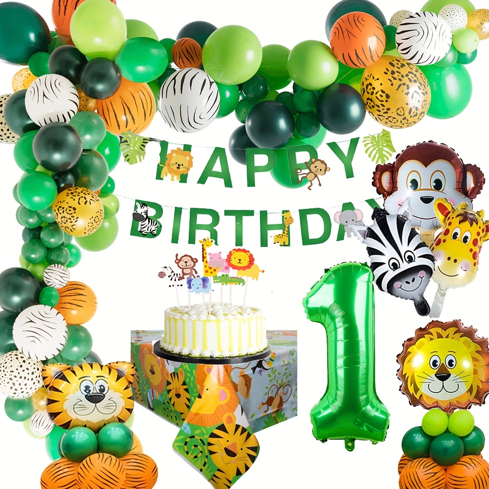 Set, decoración de cumpleaños de 2 años, decoración de segundo cumpleaños, decoración  de cumpleaños de 2 años, safari con globo verde salvia, decoración de  segundo cumpleaños con tema salvaje para niños y