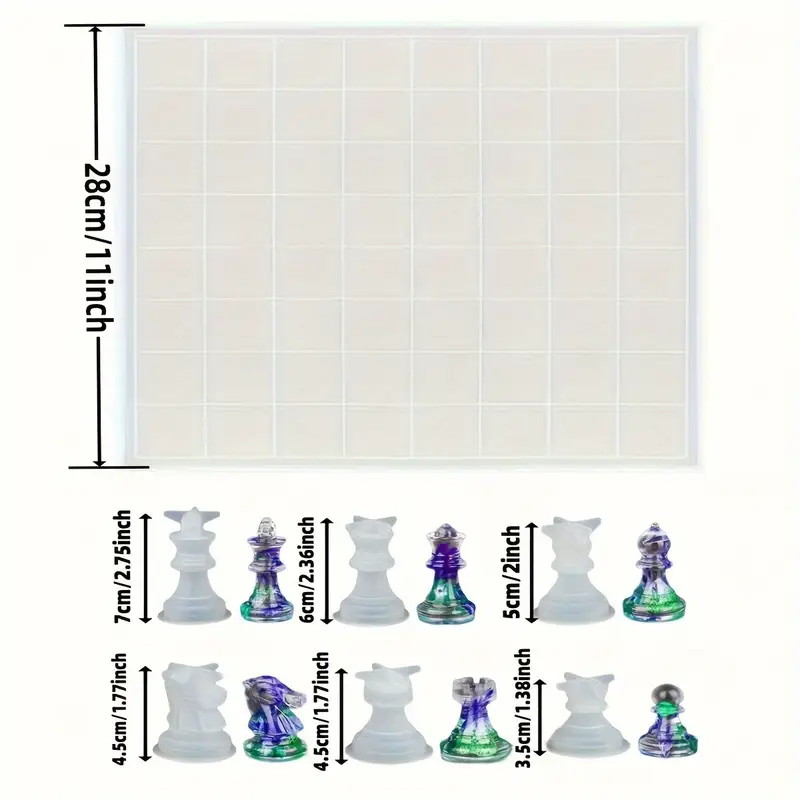 Kit 6 Moldes de Silicone Peças Xadrez 3 D