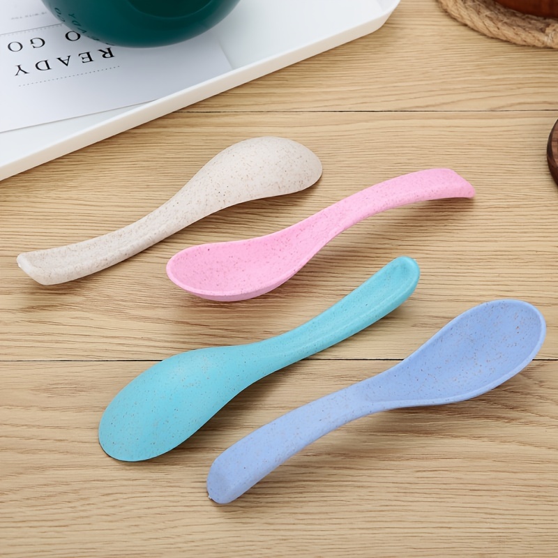 Colorful Wheat Straw Spoons Perfect Adults Comes In A Box! - Temu Canada