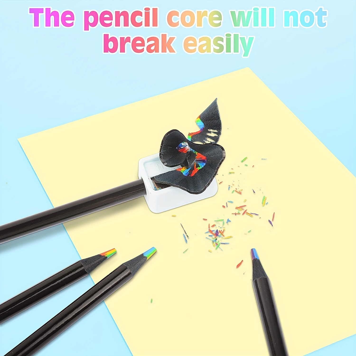 Showvigor Crayons de couleur en bois pour enfants avec 2 taille-crayons, 20  crayons arc-en-ciel, lot de crayons de couleur 4 en 1 avec couleurs