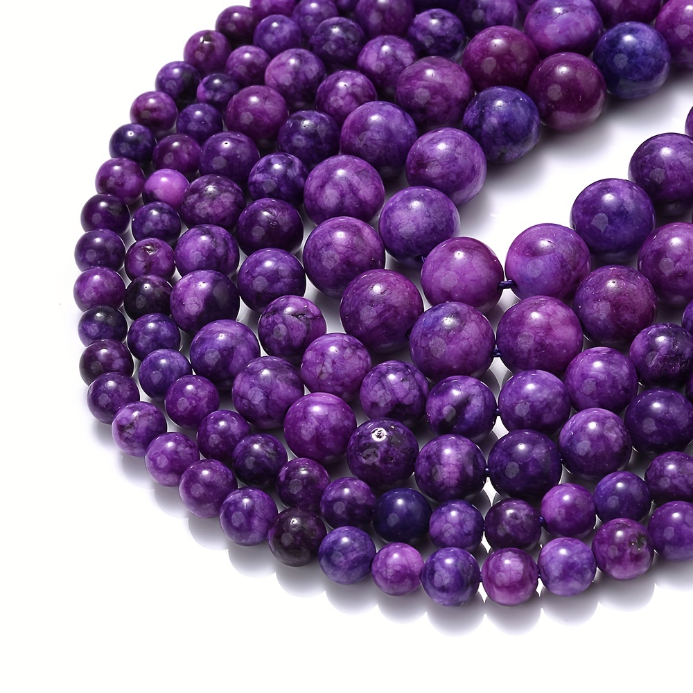 Natural Stone Dark Purple Sugilite Jades Round Loose Beads For