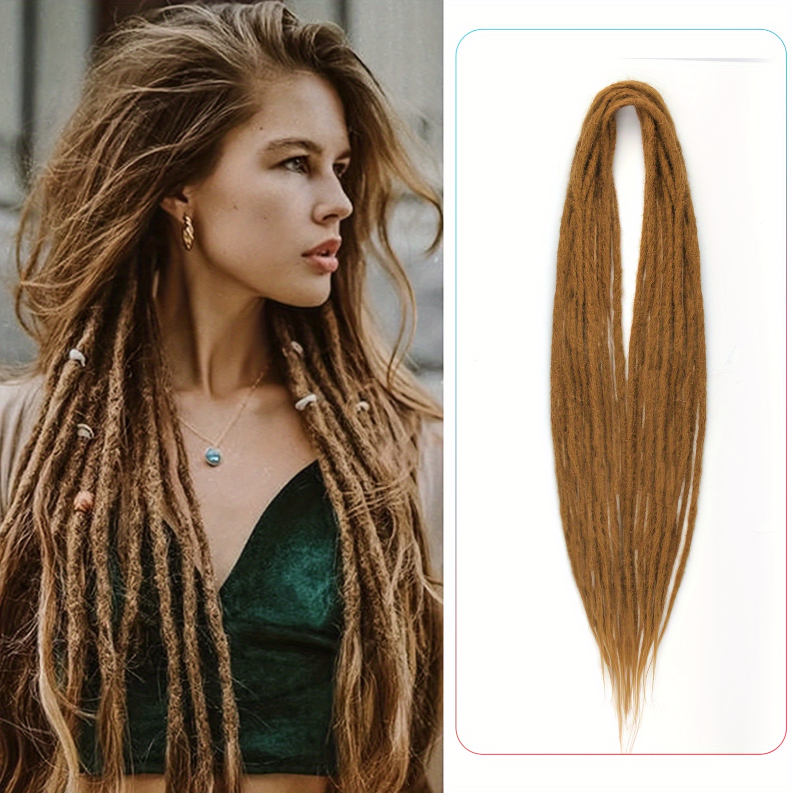 64 DE white 2024 & brown gradient wool dreadlock extensions