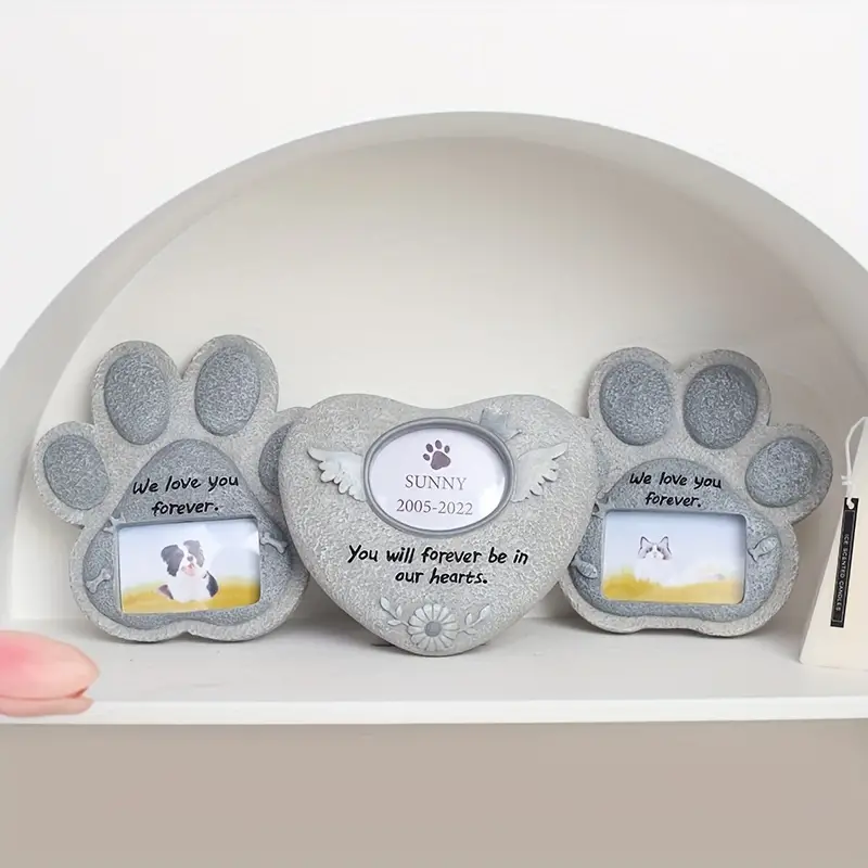 heart shaped pet memorial stones with photo frame for dogs or cats pet dog grave markes garden stones for outdoor tombstone or indoor display details 0