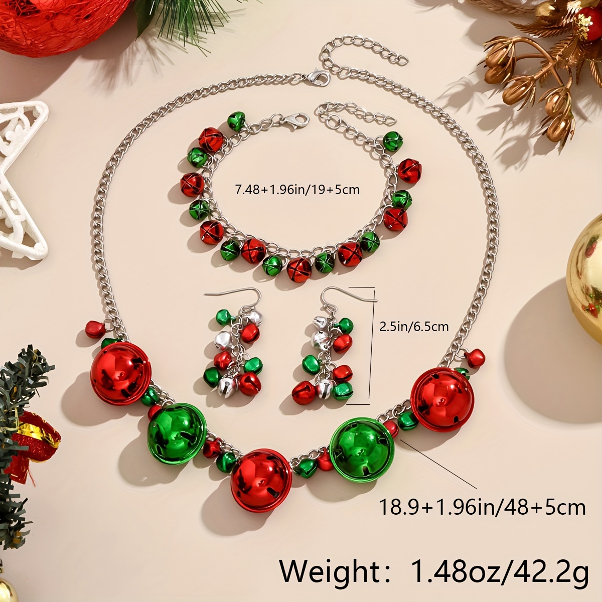 Chirstmas Bell Jewelry Set Jingle Bells Necklace Festive Jingle Bell Drop  Earrings Lovely Jingle Bells Bracelet Bangle X-Mas Chirstmas Jingle Bells