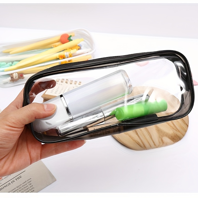 Clear Pvc Zipper Pencil Bag Toiletries Exam Pen Pencil Pouch - Temu
