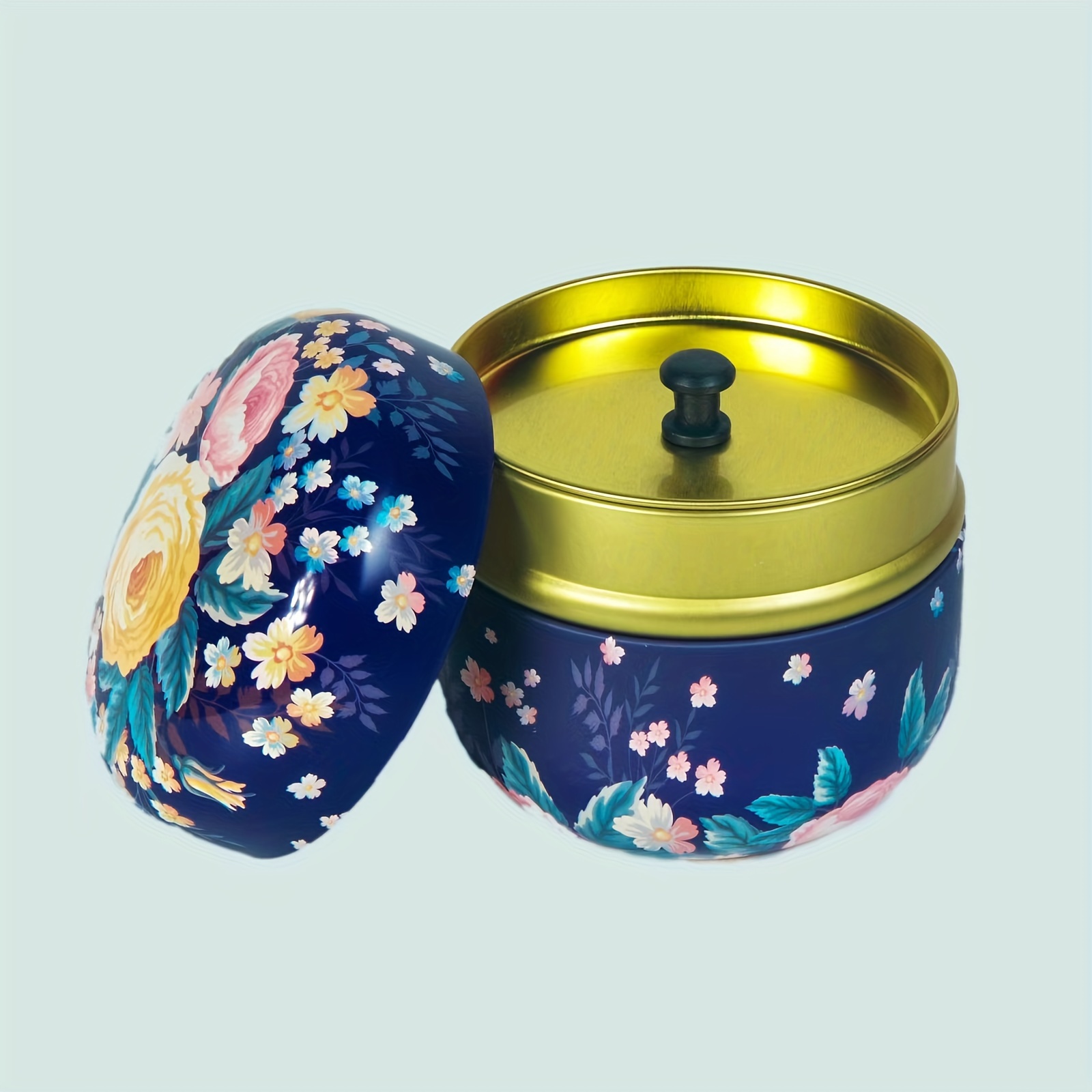 Flower Tea Metal Tea Can Sugar Candy Can Circular Tea Can - Temu