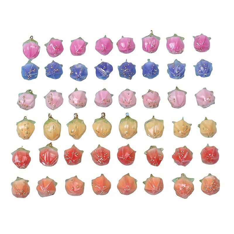 5pcs Strawberry Resin Pendant, Fruit Pendant Beads, DIY Earrings Necklace Bracelet Jewelry, Jewels Accessories,Temu