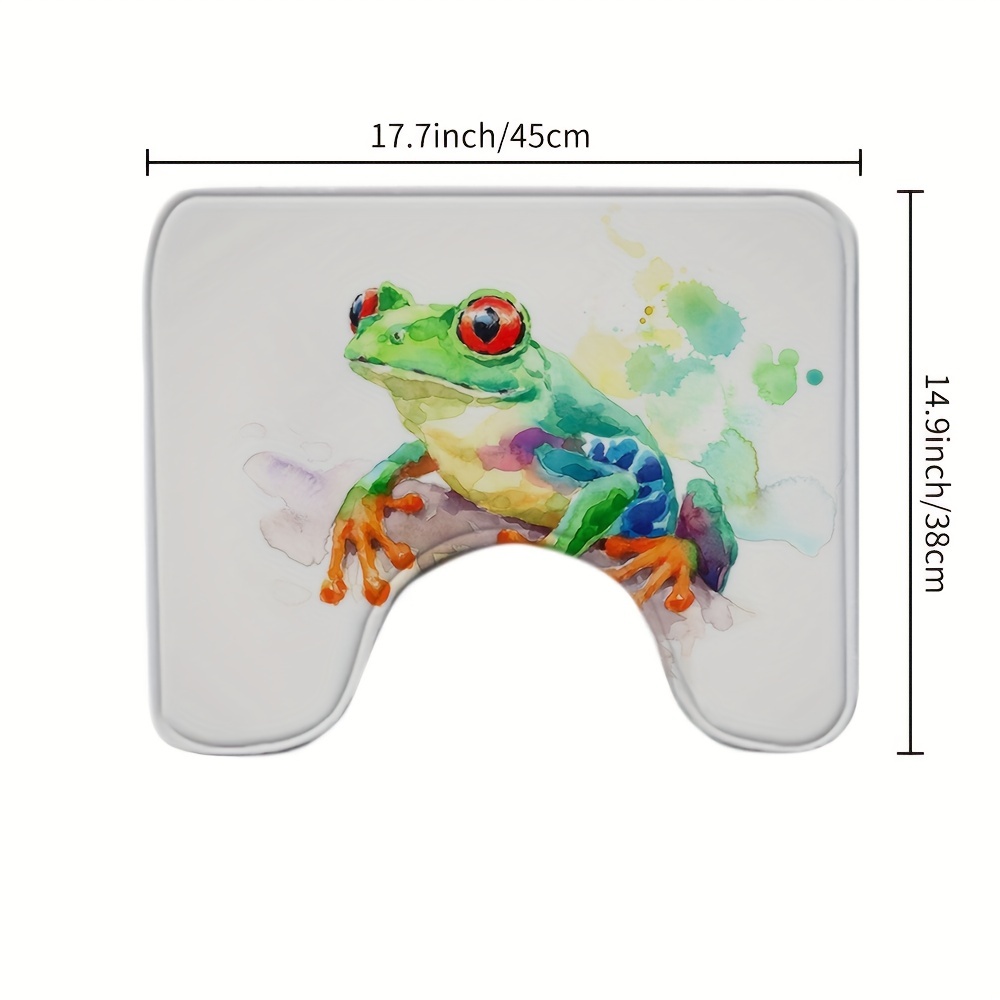 Cartoon Frog Print Shower Curtain Set Bath Rug U shape Mat - Temu