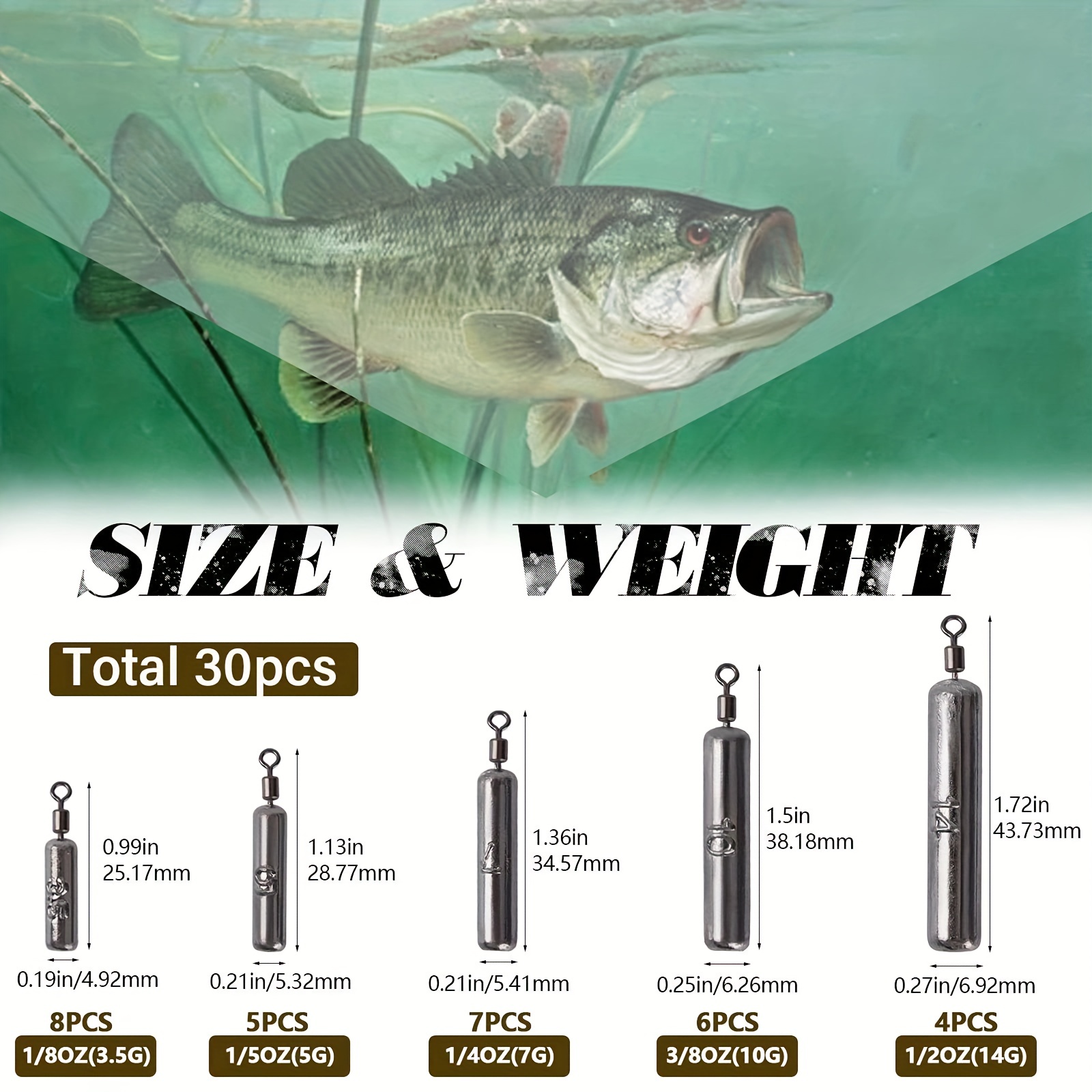Fishing Weights Drop Shot Sinker Rig Kit Trokar with Lead for Bass