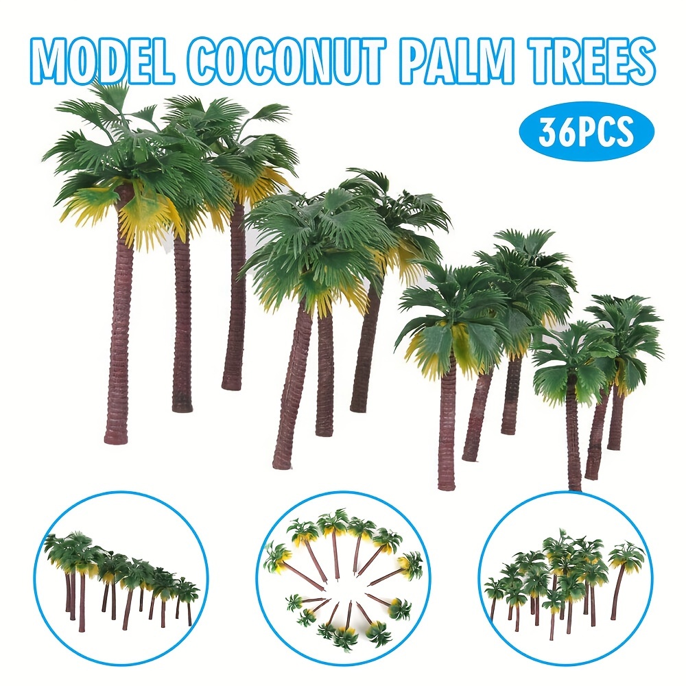 Rainforest Diorama Supplies Model Miniature Forest Plastic Toy Trees Bushes  Train Scenery Coconut Palm Plant Crafts Firs 20 Set
