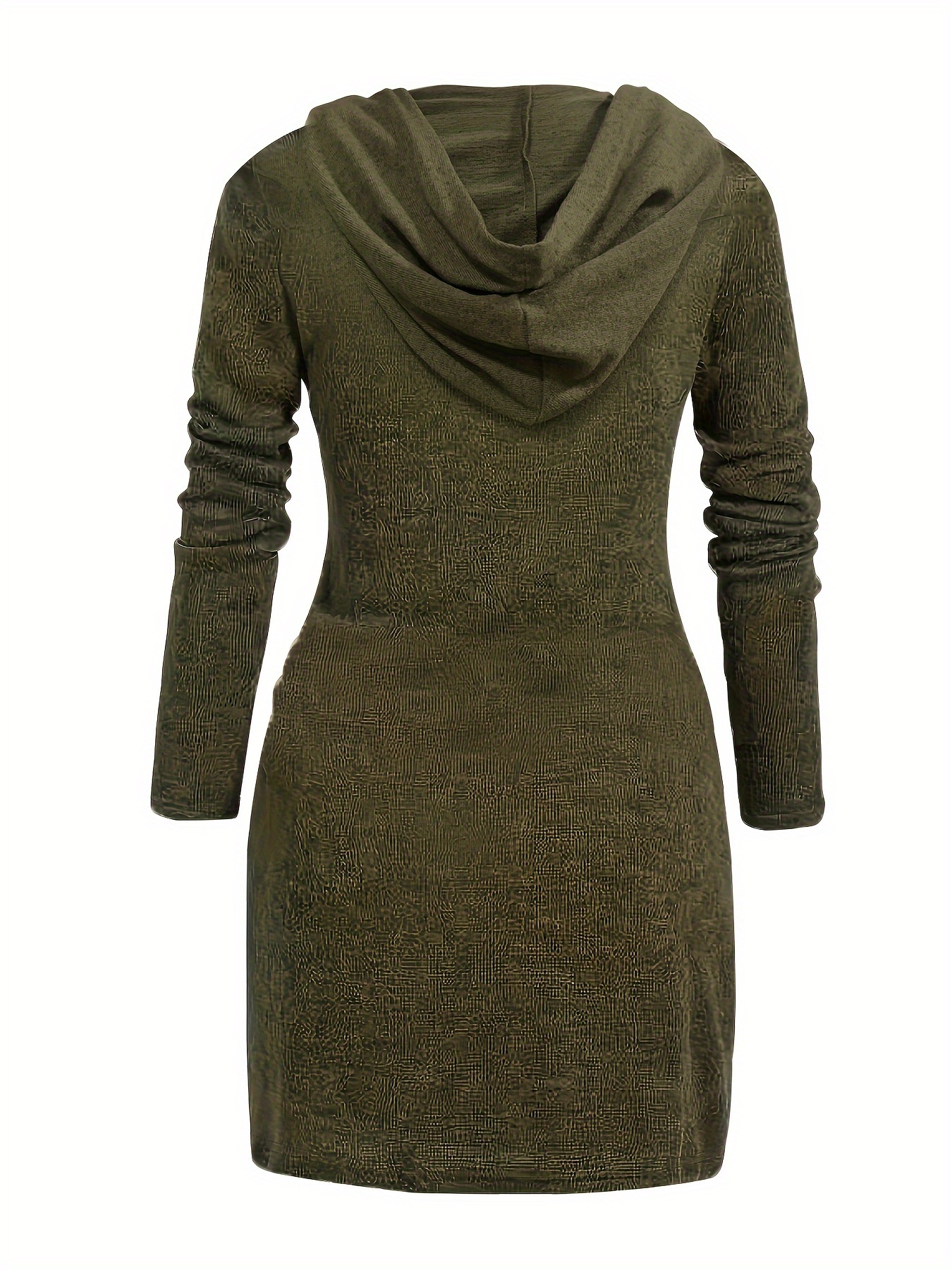 Ribbed Hooded Dress Casual Long Sleeve Solid Mini Dress - Temu