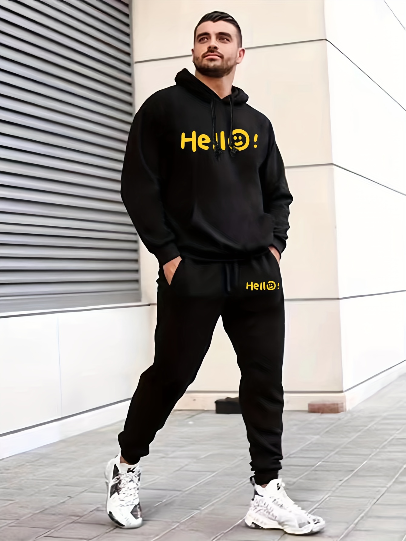 Cheap Men Tracksuit Sets Warm Sports Suit Hoodie + Jogger Pants Fashion  Solid Two Piece Sets for Male Sweatshirt Suits