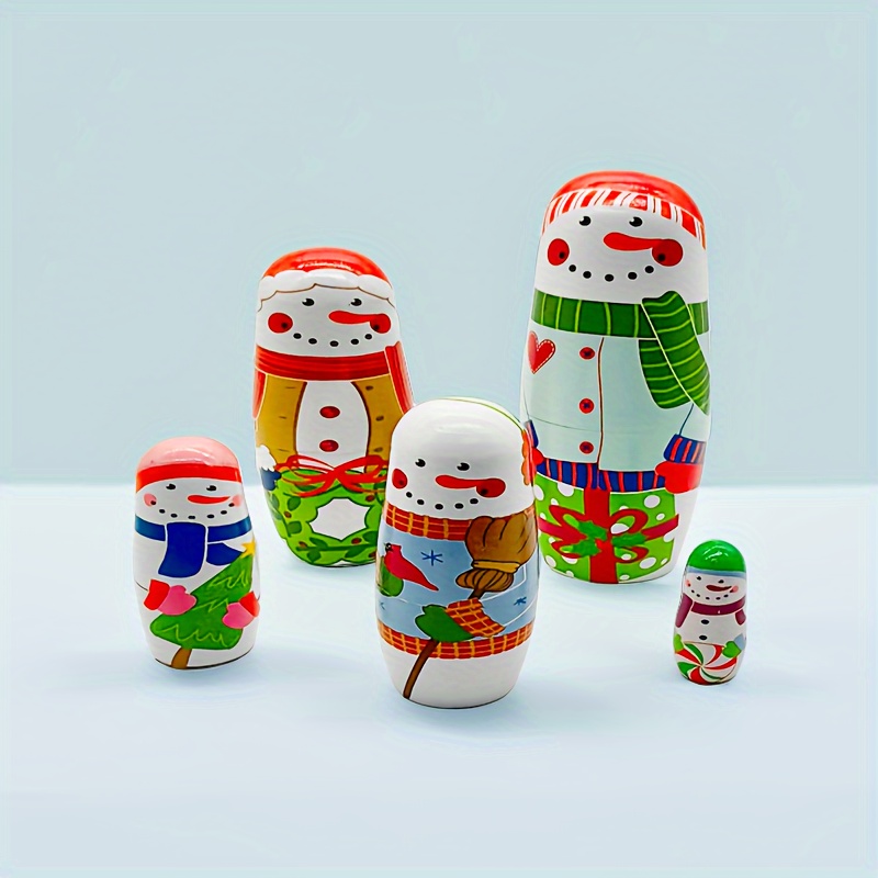 Acheter Poupées gigognes Poupées Matryoshka de Noël pour enfants Ensemble  emboîtable empilable en bois 5 pièces Jouets faits à la main pour enfants  Cadeau d'anniversaire de Noël