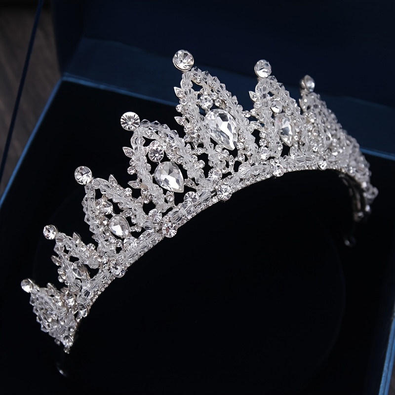baroque luxury rhinestone bridal crown tiaras handmade silvery crystal diadem tiaras for bride wedding hair accessories