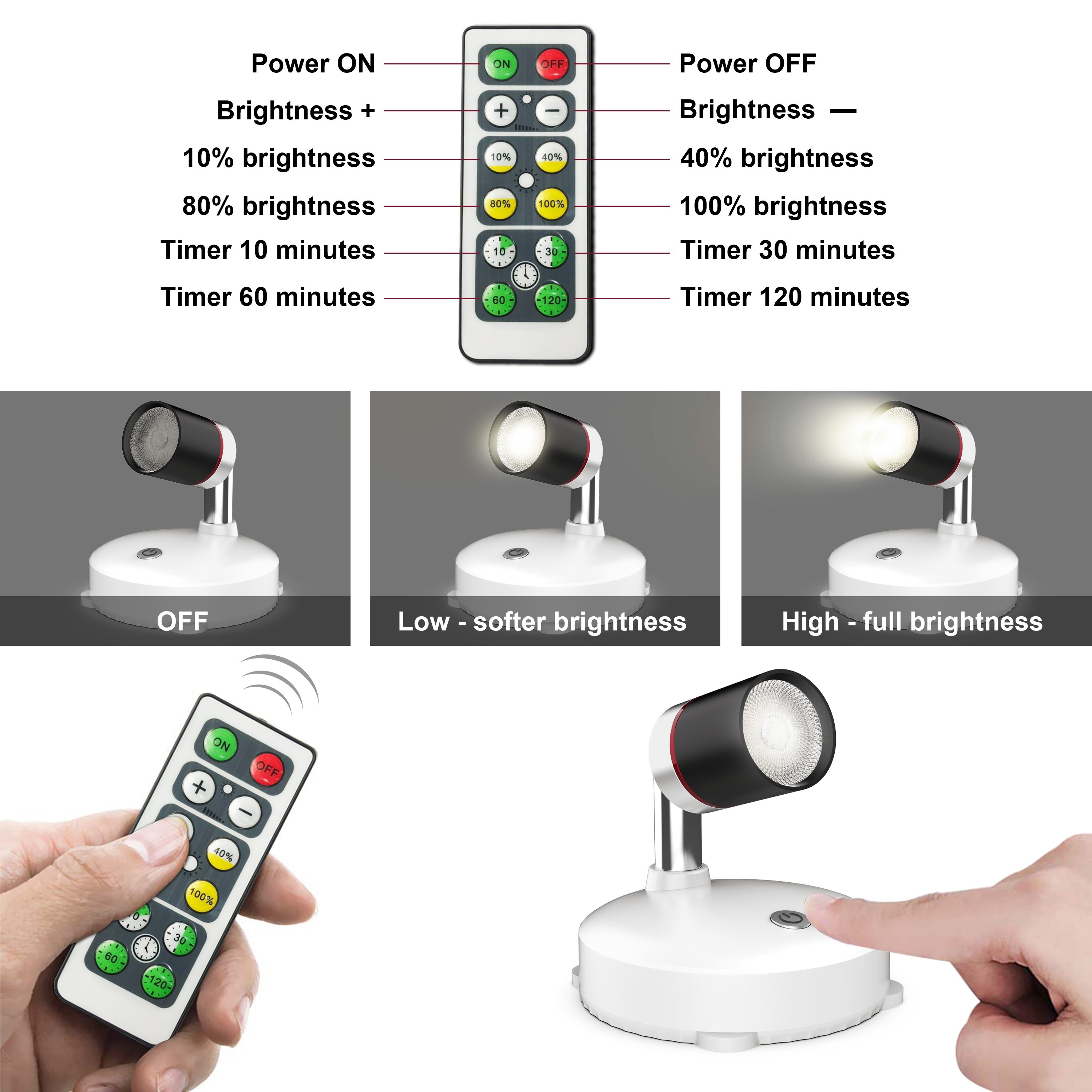 Starxing Puck Lights, Battery Operated Light, with Remote Control, Led  Under Cabinet Lighting, Dimma…See more Starxing Puck Lights, Battery  Operated