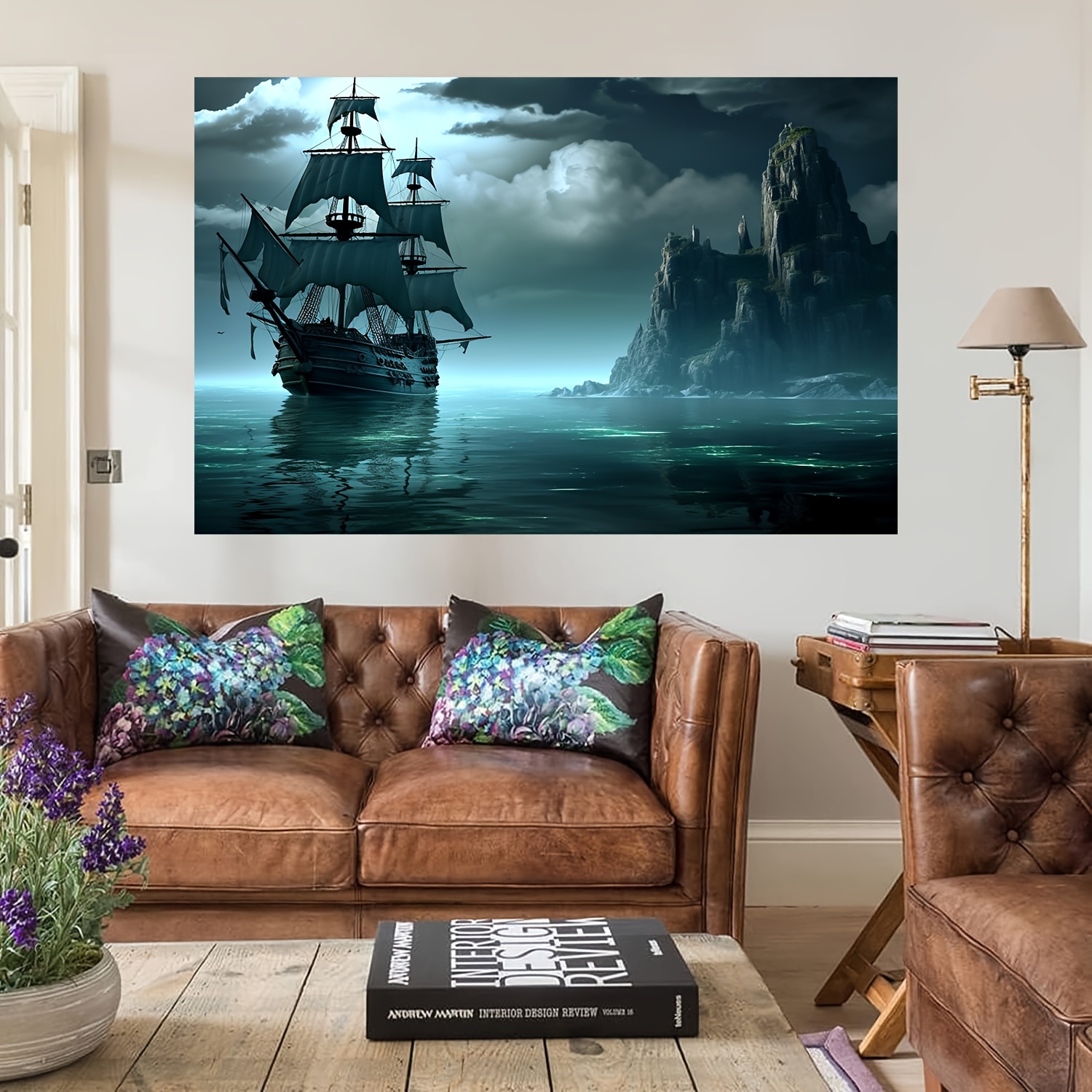 Fabric Ocean Pirate Ship Backdrop Gothic Castle Corsair Boat - Temu