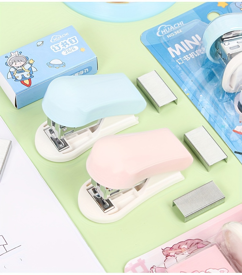 Cute Mini Stapler Set Morandi Color Morandi Color Stapler - Temu