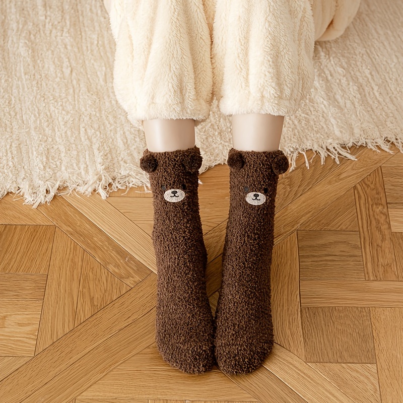 Fluffy Bear Socks Kawaii, Thick Winter Socks Women