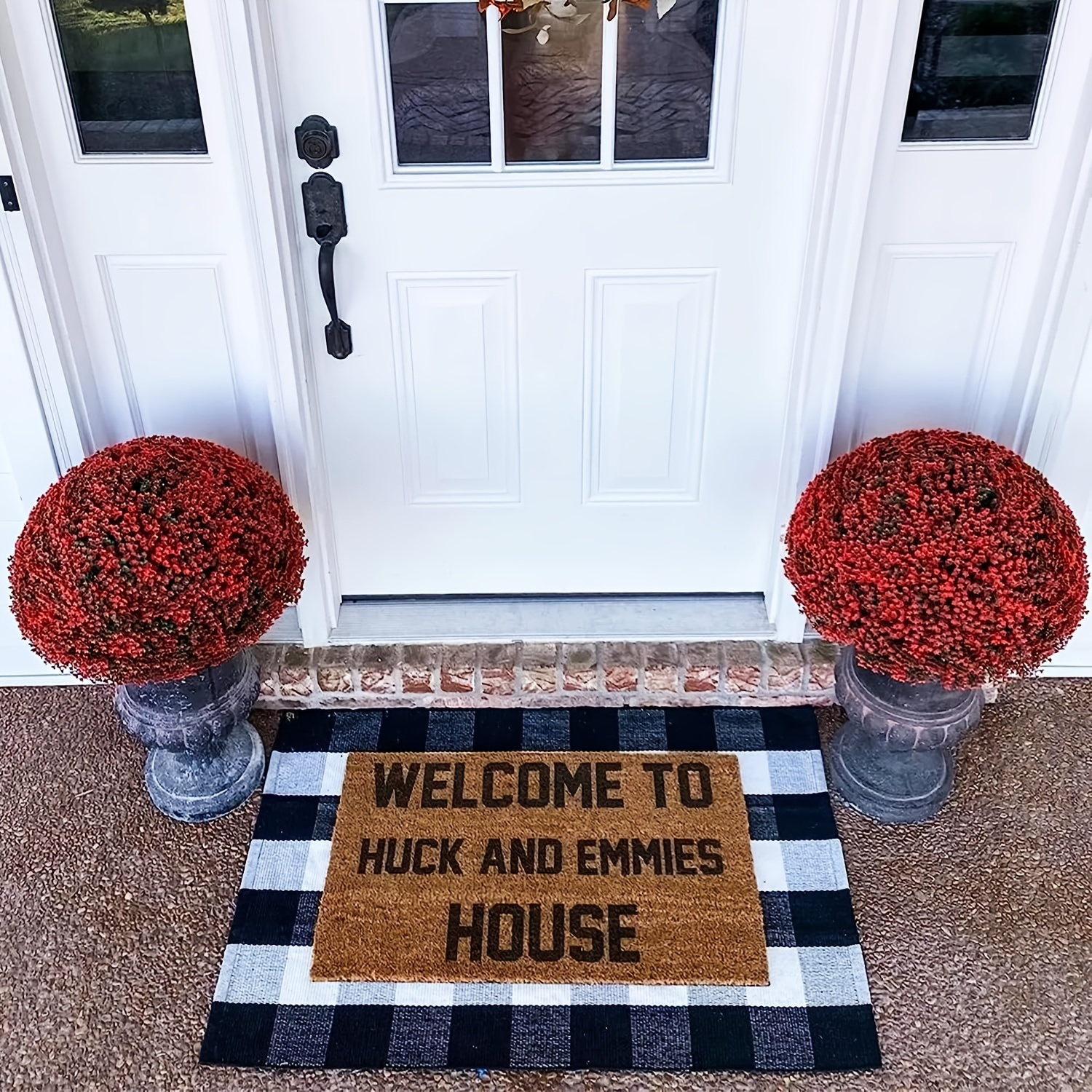 Black and White Outdoor Porch Rug, Layering Front Door rug, Cotton