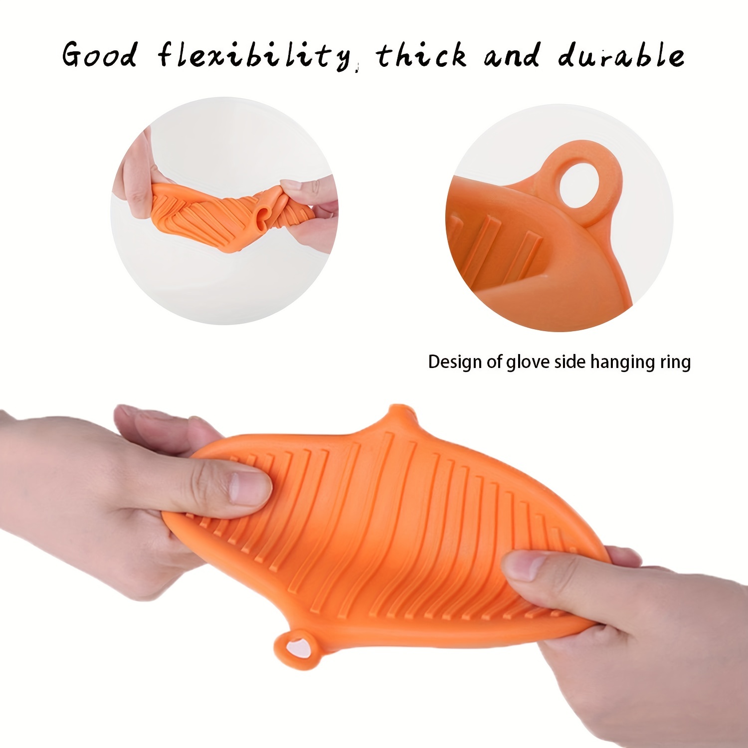 1 Pair Non-Slip Heat Insulation Heat Resistant Scalding Silicone Baking  Oven Mitts 5 Finger Gloves