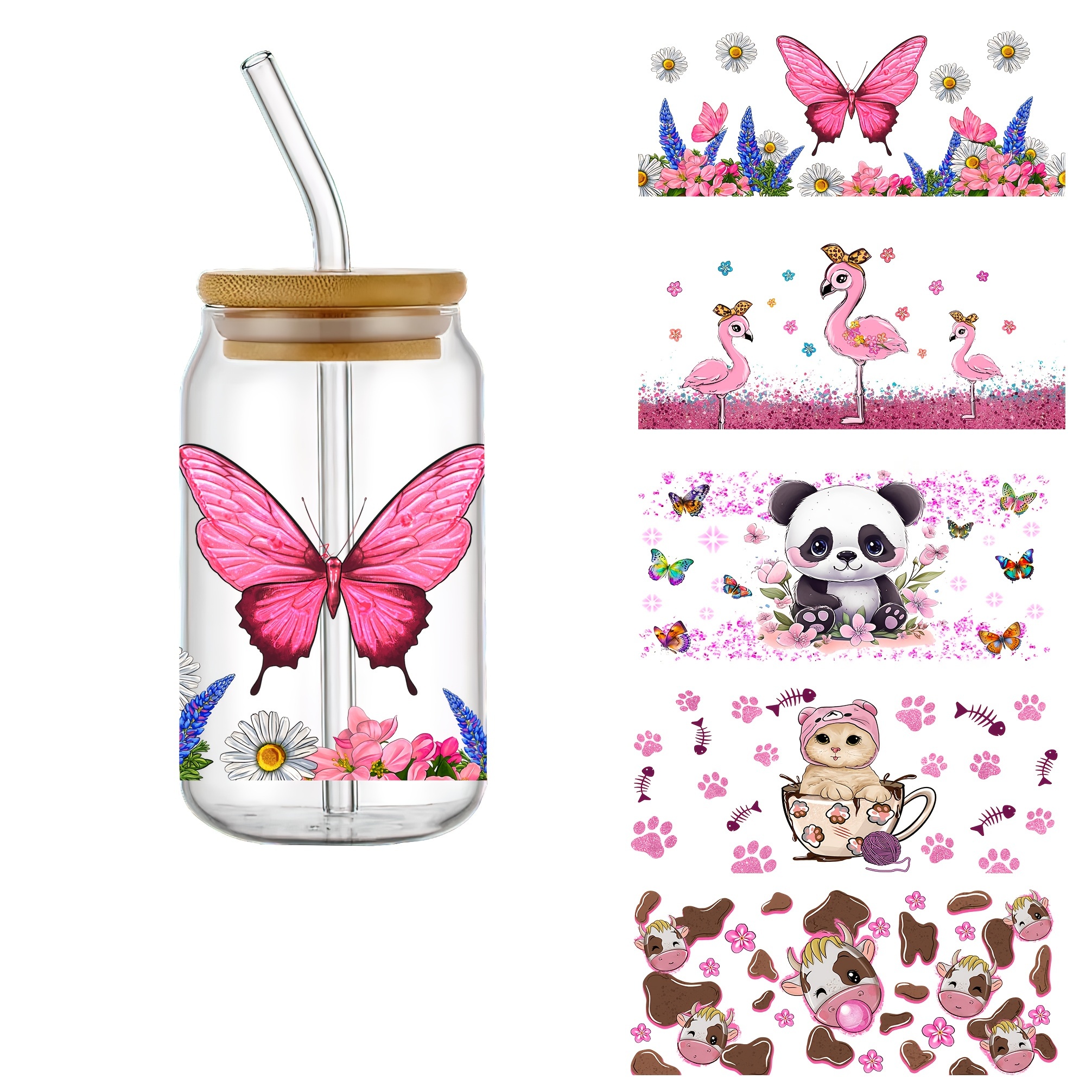 Uv Dtf Cup Wrap Cute Animals Transfer Stickers For Glass - Temu