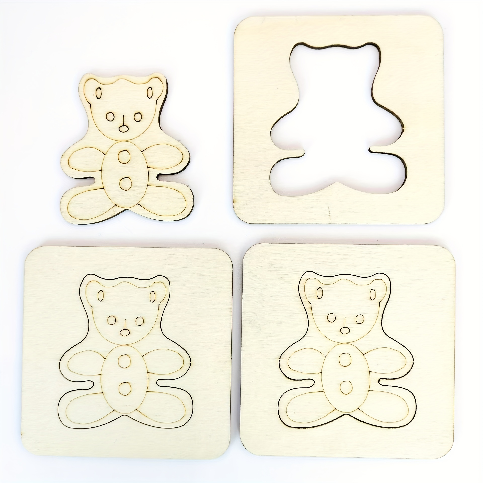 5 Pezzi In Legno Fai Da Te Orso Set Di Pittura Artistica Strumenti Per  Dipingere E Scarabocchiare Modelli Di Pittura Penne Spray Tavole Che  Perdono Puzzle Di Natale Per Ragazzi E Ragazze