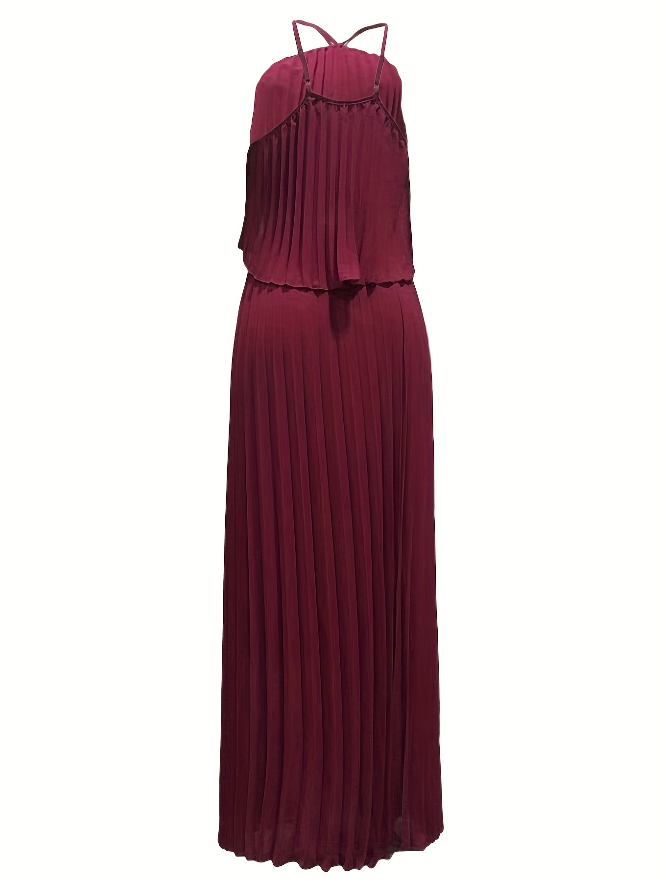 Pleated Two-Piece Set Spaghetti Top & Maxi Skirt Women's Outfit