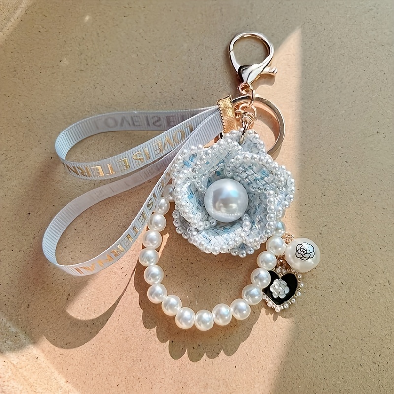 Pearl Camellia Keychain Pendant, Creative Car Keychain Car Accessories For  Women Girl - Temu South Korea