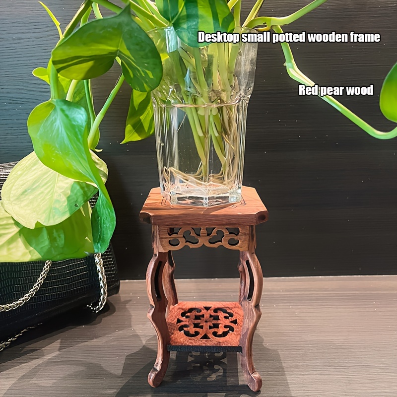  Didiseaon 4 Pcs Square Base Planter Pots for Indoor Plants  Desktop Ornaments Wood Table Base Bonsai Base Hand Sculpture Kit for 2 Hands  Asian Plant Stand Lamp Riser Car Wooden Solid