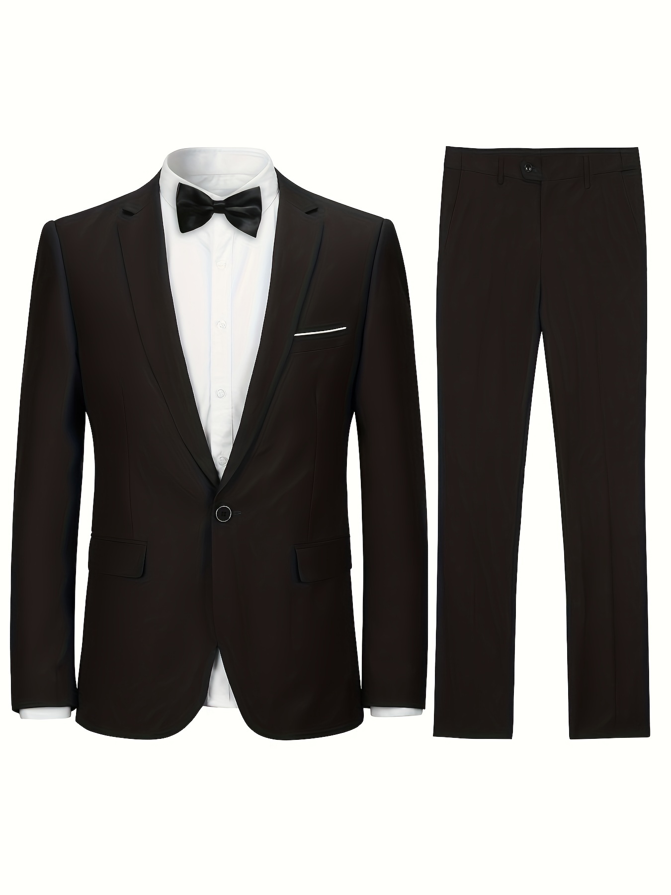 Formal 2 Pieces Set, Men's One Button Suit Jacket & Dress Pants Suit Set  For Business Dinner Wedding Party