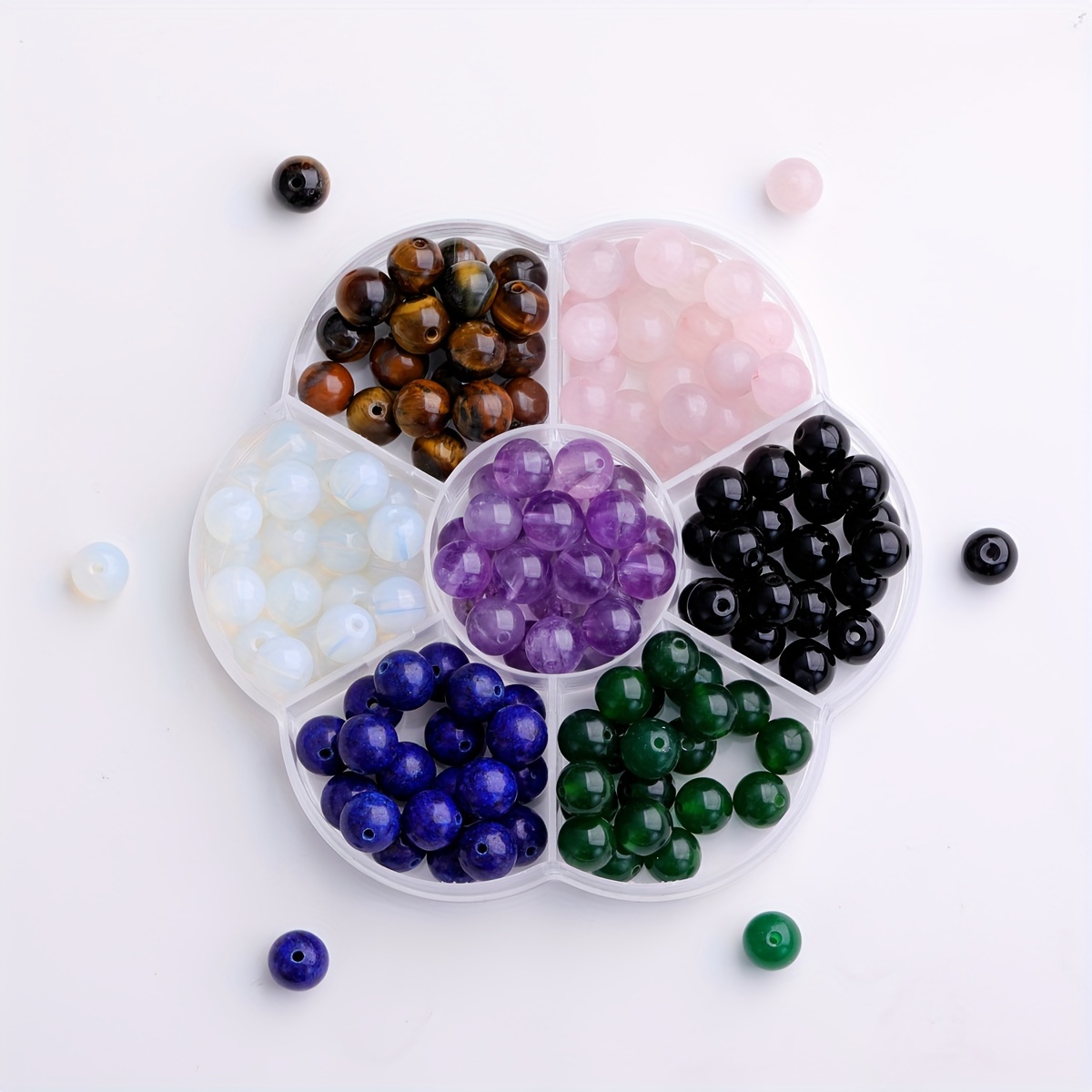 Mixed Color Fish Eye Beads with Storage Box, 135 Pcs 4mm/5mm/6mm