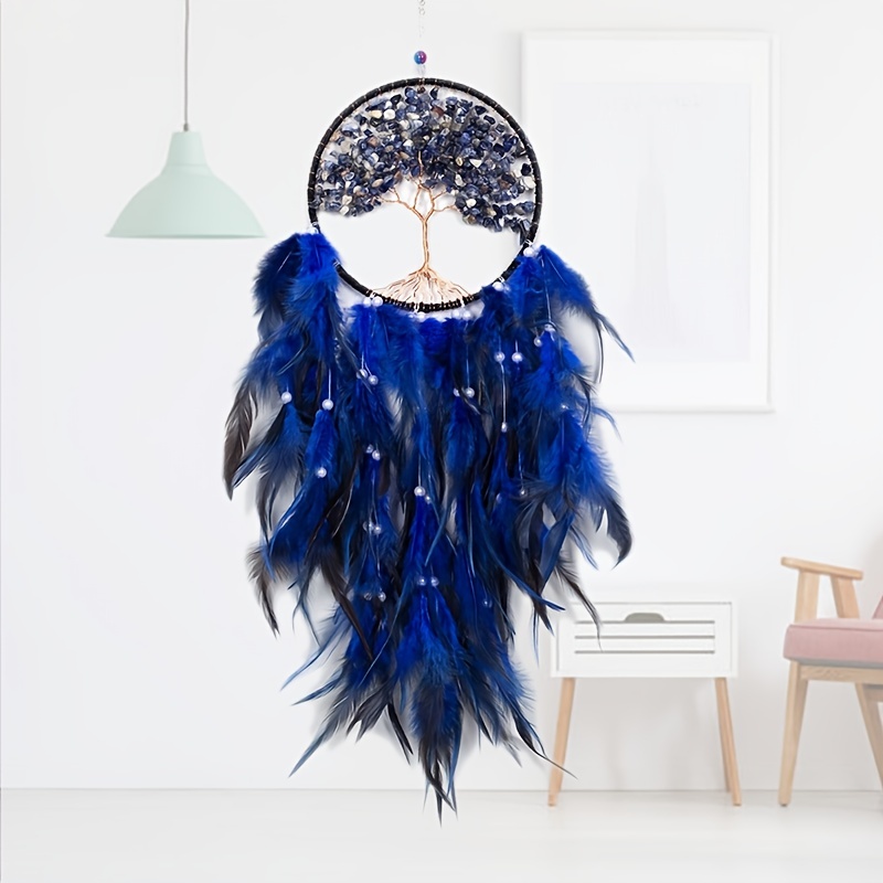 Dream catcher Handmade Semicircle Moon Design Dreamcatcher Feathers with  Star Wall Hanging Ornament Festival Craft Gift 